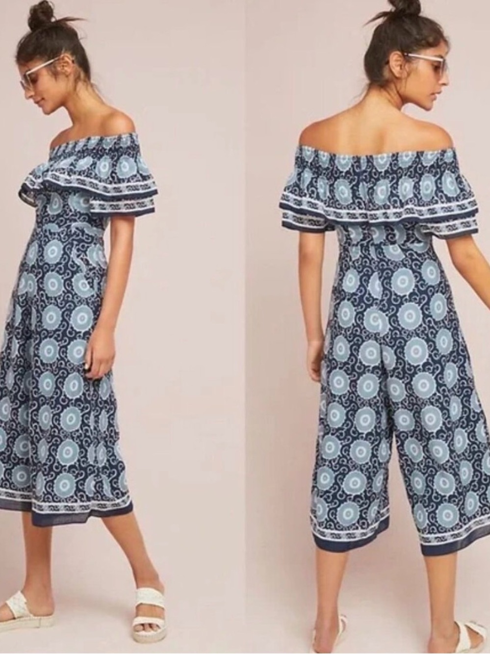 Anthropologie Off-Shoulder Cropped Jumpsuit
